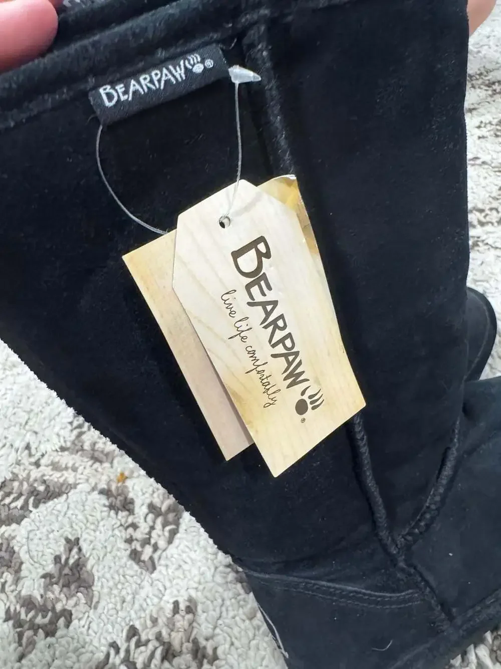 Bearpaw Emma Tall Black Sheepskin Suede Winter Boots Women’s Size 7